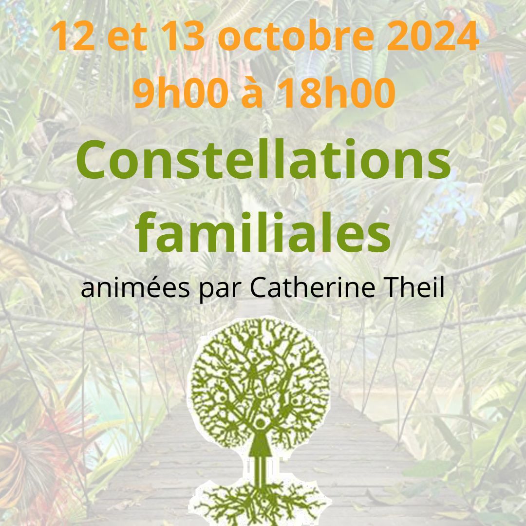 Affiche donnant des informations à propos des journées constellations familiales prévues les 12 et 13 octobre 2024